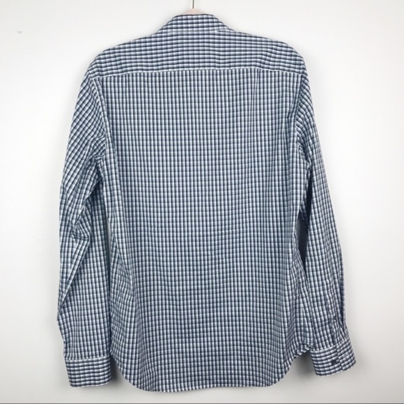 Theory Zack PS Button Down Plaid Shirt Gray & Black Size Medium - Picture 4 of 8